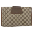 GUCCI GG Supreme Web Sherry Line Bag PVC Beige Gold 89 01 030 Auth bs31688-3