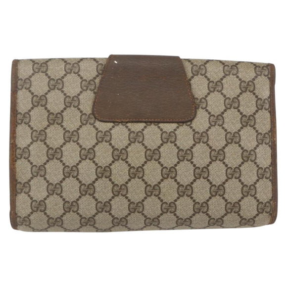 GUCCI GG Supreme Web Sherry Line Bag PVC Beige Gold 89 01 030 Auth bs31688