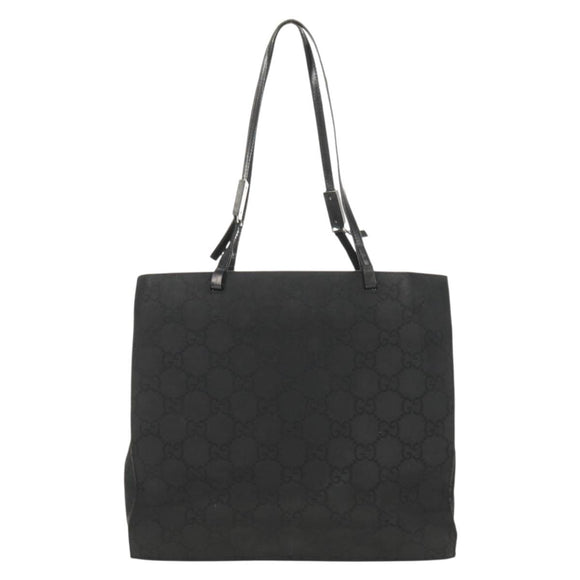 GUCCI GG Canvas Tote Bag Black Silver 002 1021 Auth bs31689