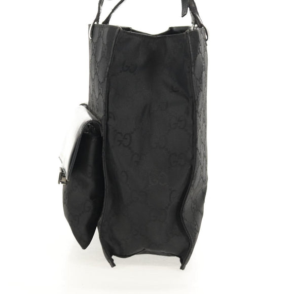GUCCI GG Canvas Tote Bag Black Silver 002 1021 Auth bs31689