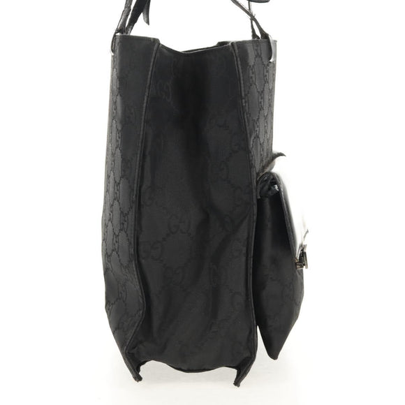 GUCCI GG Canvas Tote Bag Black Silver 002 1021 Auth bs31689