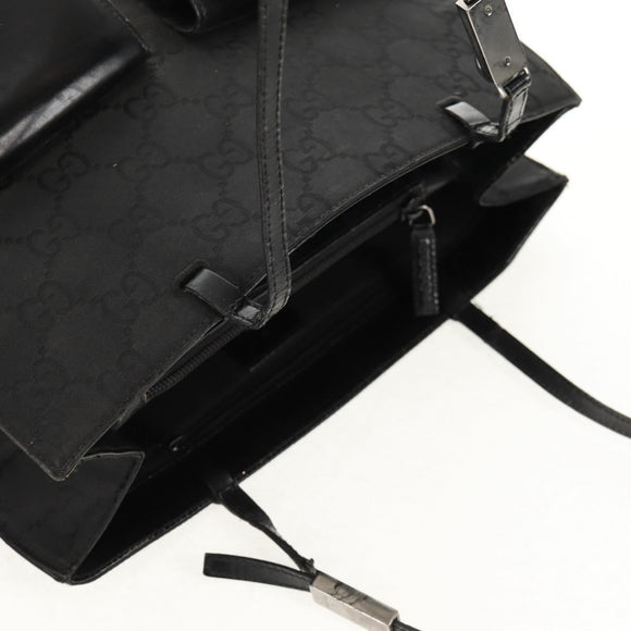 GUCCI GG Canvas Tote Bag Black Silver 002 1021 Auth bs31689