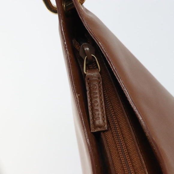 GUCCI Bamboo Shoulder Bag Leather Brown Gold 001 3008 Auth bs31690