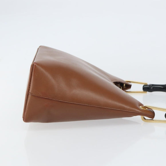 GUCCI Bamboo Shoulder Bag Leather Brown Gold 001 3008 Auth bs31690