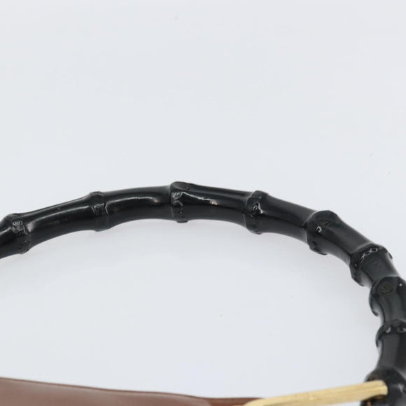 GUCCI Bamboo Shoulder Bag Leather Brown Gold 001 3008 Auth bs31690