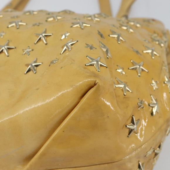 Jimmy Choo Studs Tote Bag Enamel Yellow Gold Auth bs31691