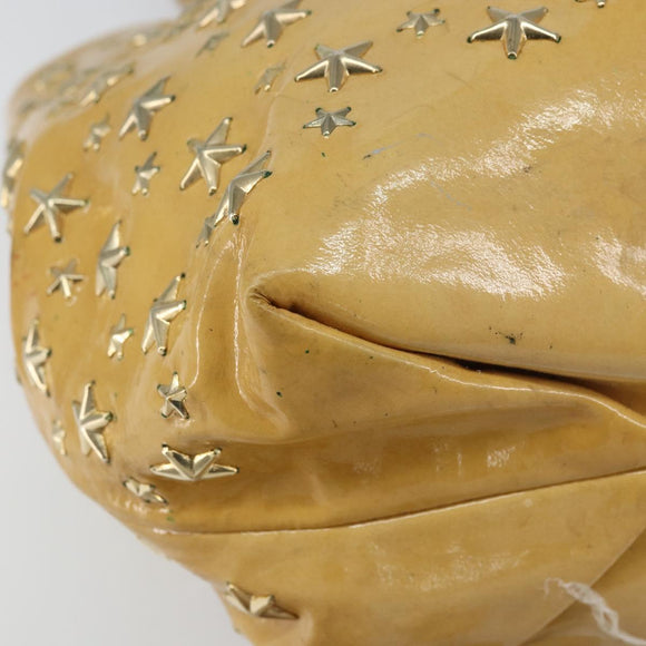 Jimmy Choo Studs Tote Bag Enamel Yellow Gold Auth bs31691