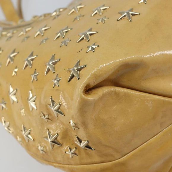 Jimmy Choo Studs Tote Bag Enamel Yellow Gold Auth bs31691