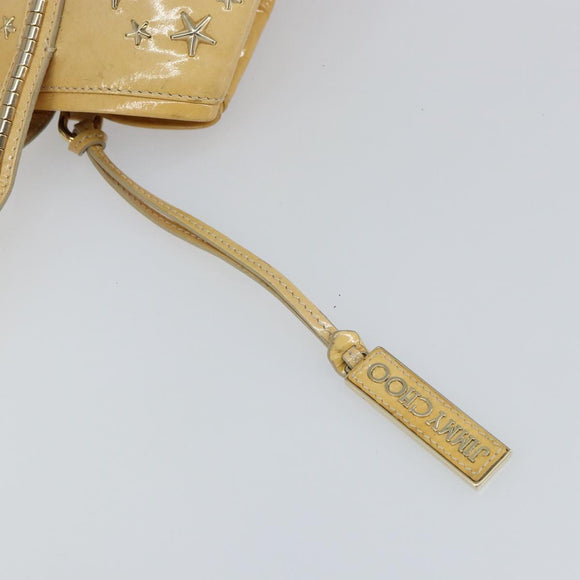 Jimmy Choo Studs Tote Bag Enamel Yellow Gold Auth bs31691