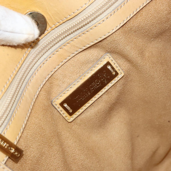 Jimmy Choo Studs Tote Bag Enamel Yellow Gold Auth bs31691