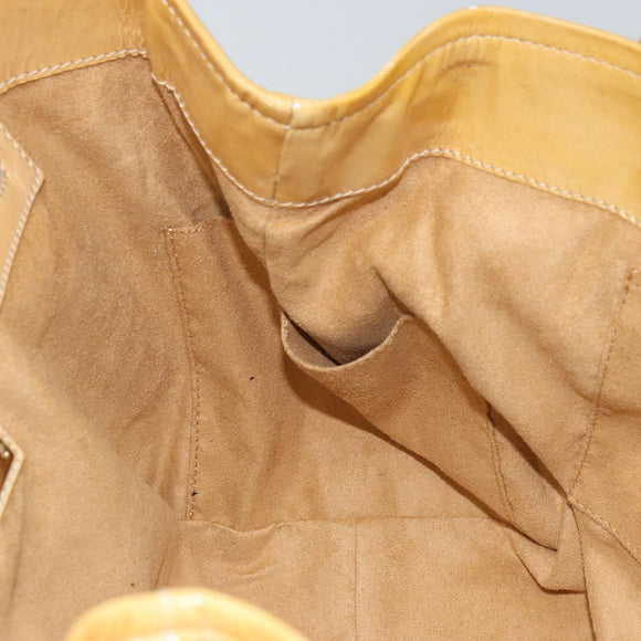 Jimmy Choo Studs Tote Bag Enamel Yellow Gold Auth bs31691