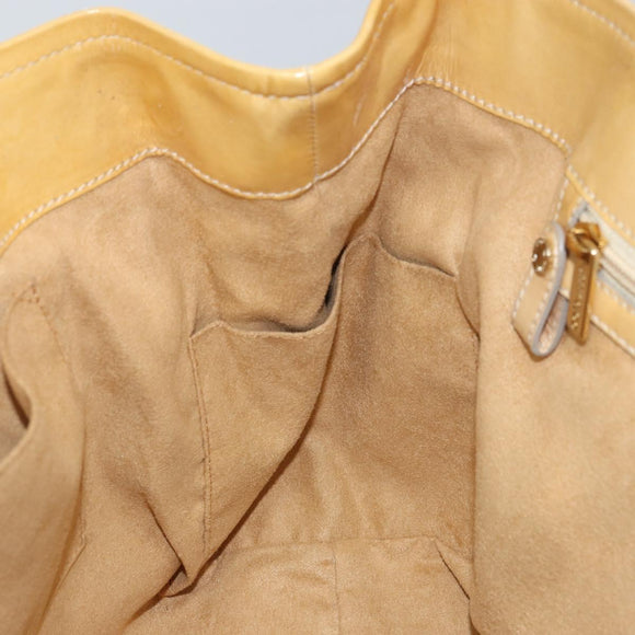 Jimmy Choo Studs Tote Bag Enamel Yellow Gold Auth bs31691