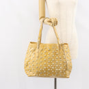 Jimmy Choo Studs Tote Bag Enamel Yellow Gold Auth bs31691-21