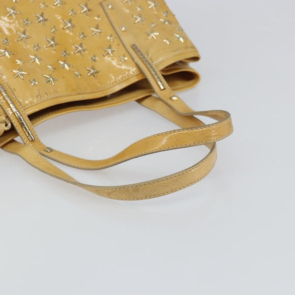 Jimmy Choo Studs Tote Bag Enamel Yellow Gold Auth bs31691