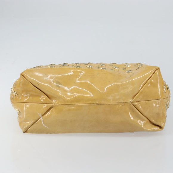 Jimmy Choo Studs Tote Bag Enamel Yellow Gold Auth bs31691