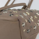 Jimmy Choo Studs Tote Bag Leather Gray Gold Auth bs31692-10