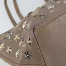 Jimmy Choo Studs Tote Bag Leather Gray Gold Auth bs31692-11