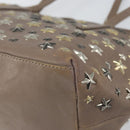 Jimmy Choo Studs Tote Bag Leather Gray Gold Auth bs31692-12