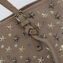 Jimmy Choo Studs Tote Bag Leather Gray Gold Auth bs31692-14