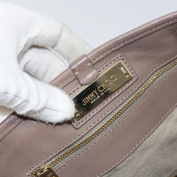 Jimmy Choo Studs Tote Bag Leather Gray Gold Auth bs31692