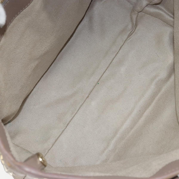 Jimmy Choo Studs Tote Bag Leather Gray Gold Auth bs31692