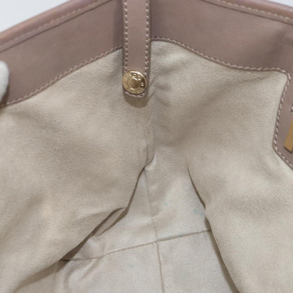 Jimmy Choo Studs Tote Bag Leather Gray Gold Auth bs31692