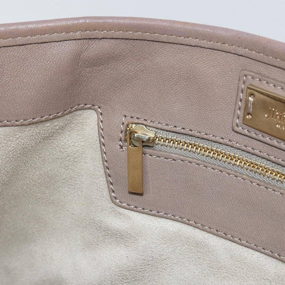 Jimmy Choo Studs Tote Bag Leather Gray Gold Auth bs31692