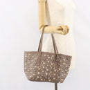 Jimmy Choo Studs Tote Bag Leather Gray Gold Auth bs31692-21