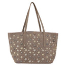 Jimmy Choo Studs Tote Bag Leather Gray Gold Auth bs31692-3