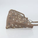 Jimmy Choo Studs Tote Bag Leather Gray Gold Auth bs31692-4