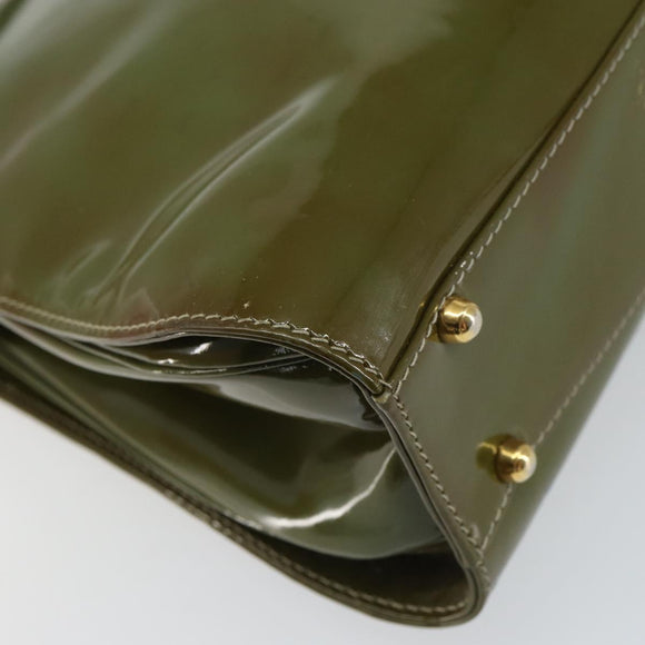 GUCCI Hand Bag Enamel Green Gold 000 2046 0300 Auth bs31693