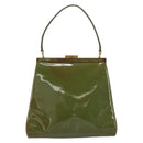 GUCCI Hand Bag Enamel Green Gold 000 2046 0300 Auth bs31693-2