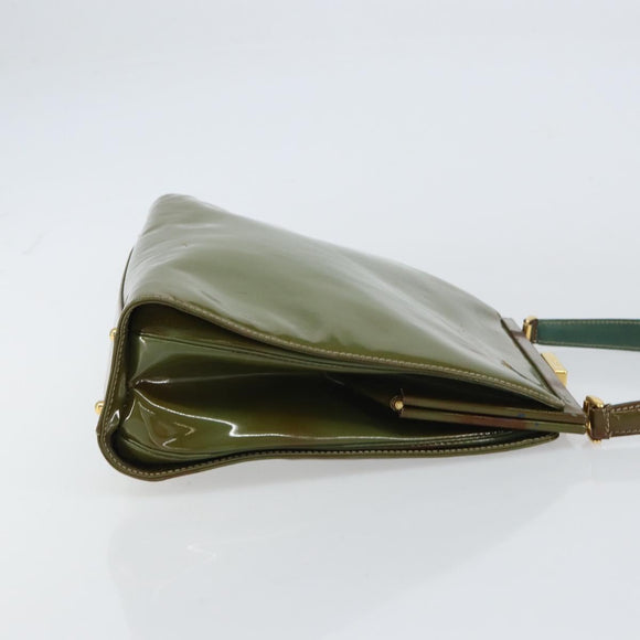GUCCI Hand Bag Enamel Green Gold 000 2046 0300 Auth bs31693