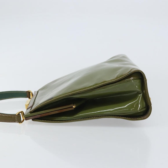 GUCCI Hand Bag Enamel Green Gold 000 2046 0300 Auth bs31693