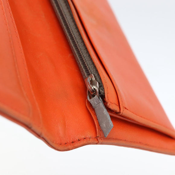 CHANEL Icon line Long Wallet Enamel Orange CC Auth bs31694