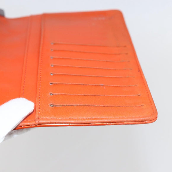 CHANEL Icon line Long Wallet Enamel Orange CC Auth bs31694