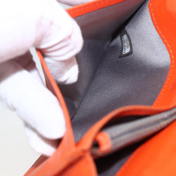 CHANEL Icon line Long Wallet Enamel Orange CC Auth bs31694