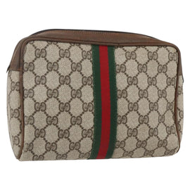 GUCCI GG Supreme Web Sherry Line Bag PVC Beige Gold 98 69 014 3553 Auth bs31695