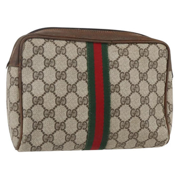 GUCCI GG Supreme Web Sherry Line Bag PVC Beige Gold 98 69 014 3553 Auth bs31695