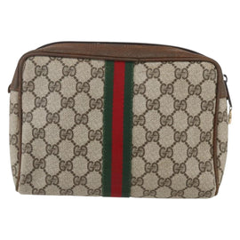 GUCCI GG Supreme Web Sherry Line Bag PVC Beige Gold 98 69 014 3553 Auth bs31695 - 0