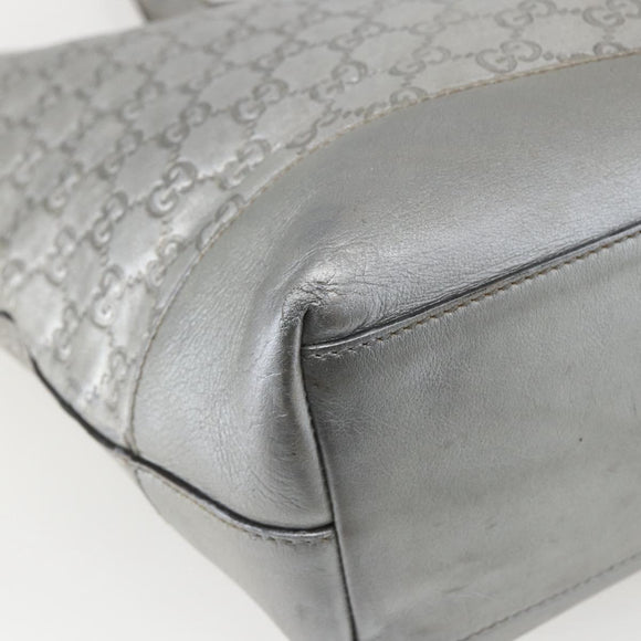 GUCCI GG Canvas Guccissima Tote Bag Leather Outlet Silver 238696 Auth bs31696