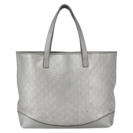 GUCCI GG Canvas Guccissima Tote Bag Leather Outlet Silver 238696 Auth bs31696