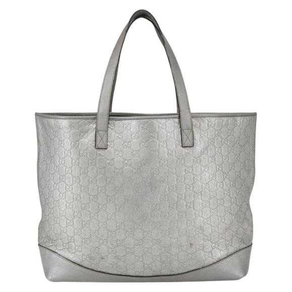 GUCCI GG Canvas Guccissima Tote Bag Leather Outlet Silver 238696 Auth bs31696