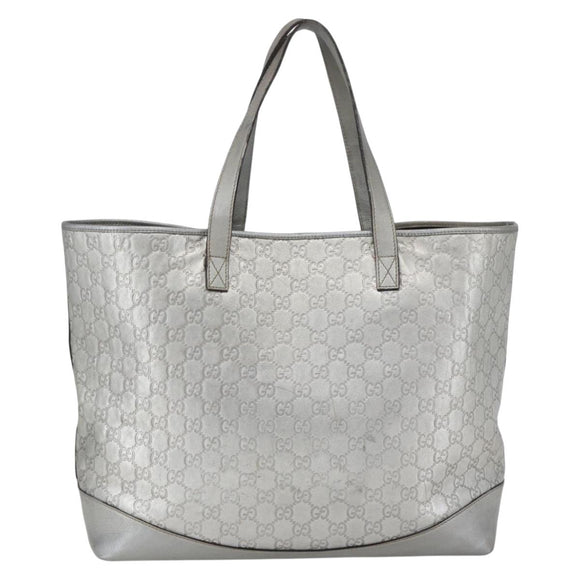 GUCCI GG Canvas Guccissima Tote Bag Leather Outlet Silver 238696 Auth bs31696