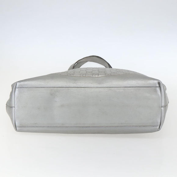 GUCCI GG Canvas Guccissima Tote Bag Leather Outlet Silver 238696 Auth bs31696