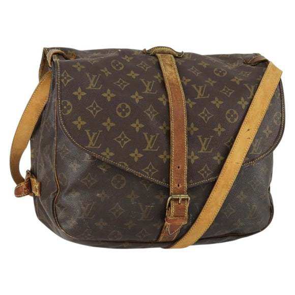 LOUIS VUITTON Monogram Saumur 35 Shoulder Bag M42254 LV Auth bs31702