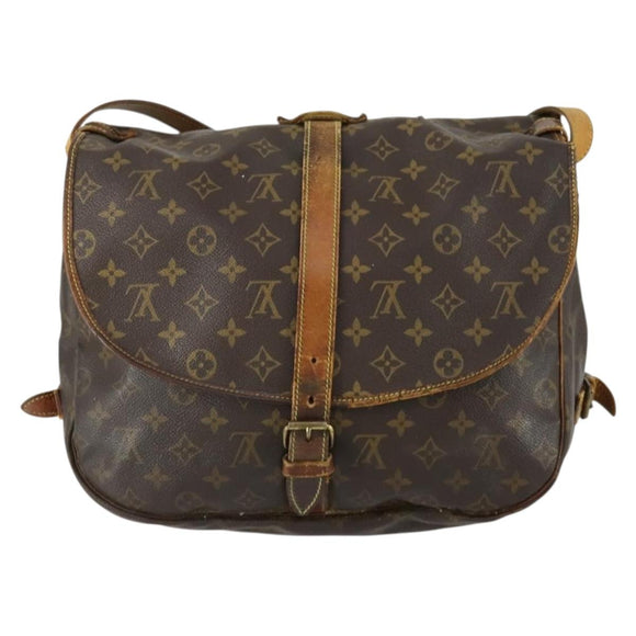 LOUIS VUITTON Monogram Saumur 35 Shoulder Bag M42254 LV Auth bs31702