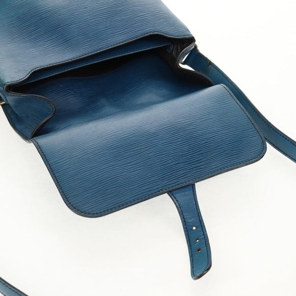 LOUIS VUITTON Epi Cartouchiere MM Shoulder Bag Blue M52245 LV Auth bs31707