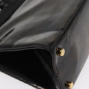 Salvatore Ferragamo Vala Hand Bag Enamel Black Gold Auth bs31709-15