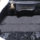 Salvatore Ferragamo Vala Hand Bag Enamel Black Gold Auth bs31709-11